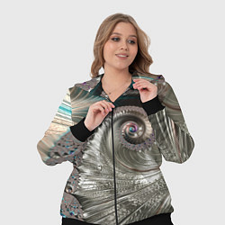 Женский 3D-костюм Fractal pattern Spiral Серебристый фрактал спираль, цвет: 3D-черный — фото 2