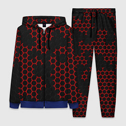 Женский 3D-костюм НАНОКОСТЮМ Black and Red Hexagon Гексагоны, цвет: 3D-синий