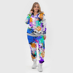 Женский 3D-костюм Брызги и мазки разноцветных красок на белом фоне, цвет: 3D-меланж — фото 2