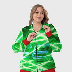 Женский 3D-костюм Неоновые лучи и буквы - Зелёный, цвет: 3D-красный — фото 2