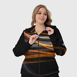 Женский 3D-костюм Волнообразные линии неона - Оранжевый, цвет: 3D-черный — фото 2