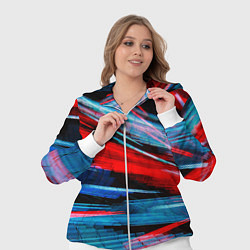 Женский 3D-костюм Неоновые прерывающиеся линии - Красный и голубой, цвет: 3D-белый — фото 2