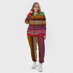 Женский 3D-костюм Multicolored thin stripes Разноцветные полосы, цвет: 3D-красный — фото 2