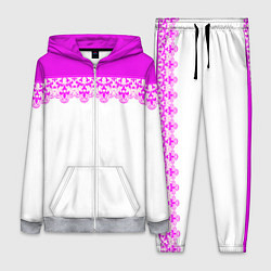 Женский костюм White and pink lace pattern