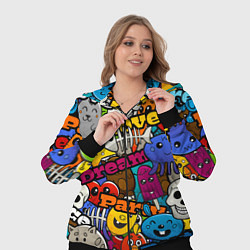 Женский 3D-костюм Красочный паттерн из мультяшных героев, цвет: 3D-черный — фото 2