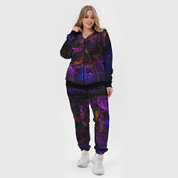Женский 3D-костюм Неоновые лучи и листья - Фиолетовый, цвет: 3D-черный — фото 2