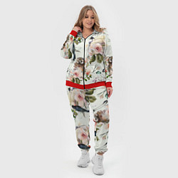 Женский 3D-костюм Цветы Нарисованные Магнолии и Птицы, цвет: 3D-красный — фото 2