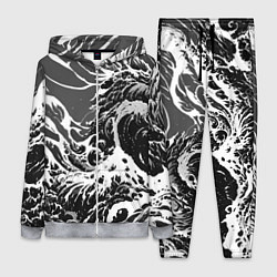 Женский костюм Черно-белые волны