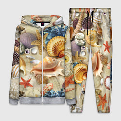 Женский костюм Морские раковины, кораллы, морские звёзды на песке