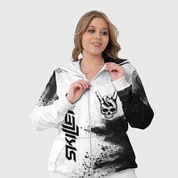 Женский 3D-костюм Skillet и рок символ на светлом фоне, цвет: 3D-белый — фото 2