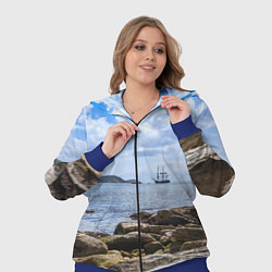Женский 3D-костюм Парусник на горизонте океана, цвет: 3D-синий — фото 2
