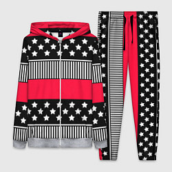 Женский костюм Red and black pattern with stripes and stars
