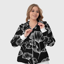 Женский 3D-костюм Графичные цветы на черном фоне, цвет: 3D-белый — фото 2