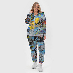 Женский 3D-костюм Целящийся из рогатки Барт Симпсон на фоне граффити, цвет: 3D-меланж — фото 2
