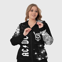 Женский 3D-костюм AC DC и рок символ на темном фоне, цвет: 3D-черный — фото 2