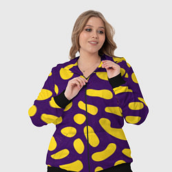 Женский 3D-костюм Желтые пятна на фиолетовом фоне, цвет: 3D-черный — фото 2