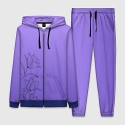 Женский 3D-костюм Красивый фиолетовый градиент с цветами, цвет: 3D-синий