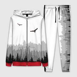 Женский 3D-костюм Птицы над лесом, цвет: 3D-красный
