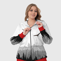 Женский 3D-костюм Птицы над лесом, цвет: 3D-красный — фото 2