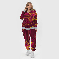 Женский 3D-костюм Насыщенный бордовый с желтым контрастом, цвет: 3D-меланж — фото 2