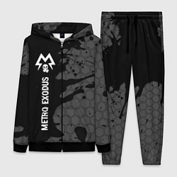 Женский костюм Metro Exodus glitch на темном фоне: по-вертикали