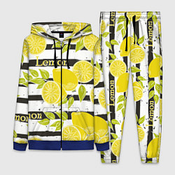 Женский 3D-костюм Лимон на чёрно-белом фоне, цвет: 3D-синий
