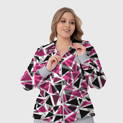 Женский 3D-костюм Геометрический абстрактный узор в вишнево серых и, цвет: 3D-меланж — фото 2