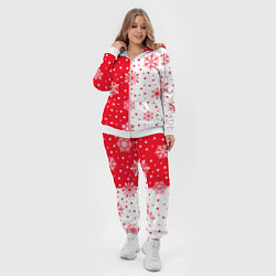 Женский 3D-костюм Рождественские снежинки на красно-белом фоне, цвет: 3D-белый — фото 2