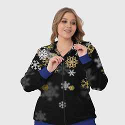 Женский 3D-костюм Золотые и белые снежинки, цвет: 3D-синий — фото 2