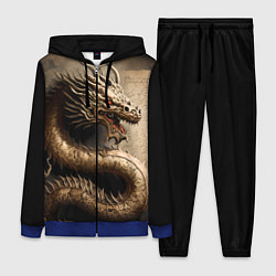 Женский 3D-костюм Китайский дракон с открытой пастью, цвет: 3D-синий