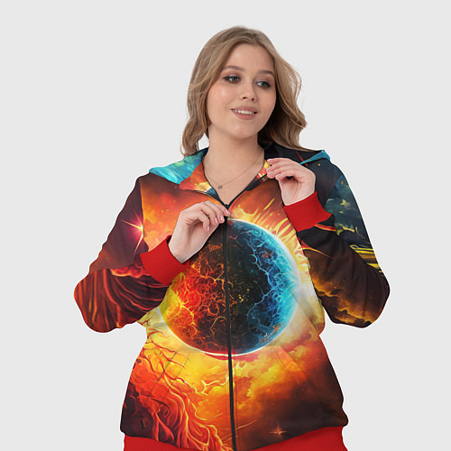 Женский костюм Планета в огненном космосе / 3D-Красный – фото 3