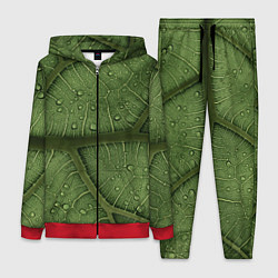 Женский 3D-костюм Текстура зелёной листы, цвет: 3D-красный