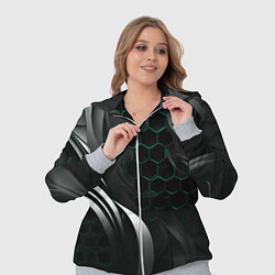 Женский 3D-костюм Объемные бирюзовые плиты и черные линии, цвет: 3D-меланж — фото 2