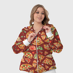 Женский 3D-костюм Кусочки пиццы ассорти - акварельный паттерн, цвет: 3D-белый — фото 2