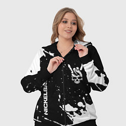 Женский 3D-костюм Nickelback и рок символ на темном фоне, цвет: 3D-черный — фото 2