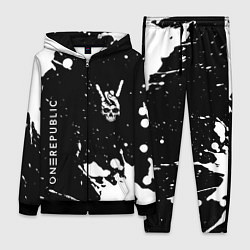 Женский 3D-костюм OneRepublic и рок символ на темном фоне, цвет: 3D-черный