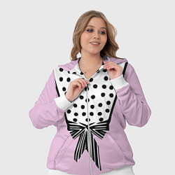 Женский 3D-костюм Костюм Барби: черный горох с полосатым бантом, цвет: 3D-белый — фото 2