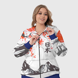 Женский 3D-костюм Цветущая сакура и солнце - Япония, цвет: 3D-синий — фото 2