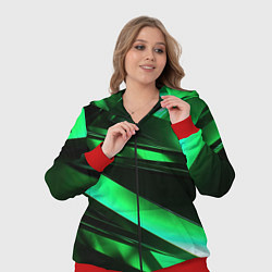 Женский 3D-костюм Зеленая неоновая абстракция, цвет: 3D-красный — фото 2