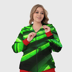 Женский 3D-костюм Green neon abstract, цвет: 3D-красный — фото 2