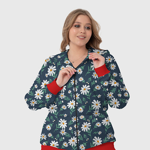 Женский костюм Паттерн с ромашками / 3D-Красный – фото 3