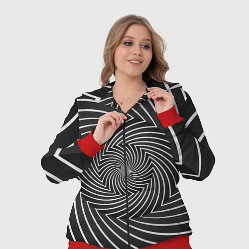 Женский костюм Оптическая иллюзия изогнутые линии / 3D-Красный – фото 3