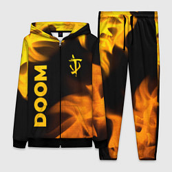 Женский 3D-костюм Doom - gold gradient: надпись, символ, цвет: 3D-черный