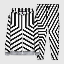 Женский 3D-костюм Черно-белые полосы в узоре, цвет: 3D-меланж