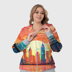 Женский 3D-костюм Городской пейзаж на рассвете, цвет: 3D-меланж — фото 2
