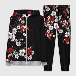 Женский костюм Белая и красная сакура - цветение