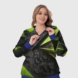 Женский 3D-костюм Зеленые абстрактные осколки, цвет: 3D-синий — фото 2