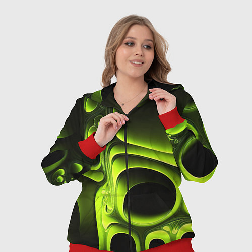 Женский костюм Зеленая кислотная абстракция / 3D-Красный – фото 3