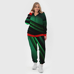 Женский 3D-костюм Черно зеленые полосы, цвет: 3D-красный — фото 2