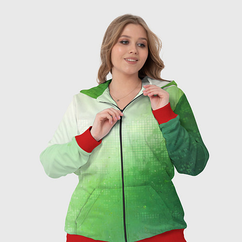 Женский костюм Зелёные пиксели / 3D-Красный – фото 3
